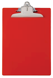 CLIPBOARD, SAUNDERS, PLASTIC, RECYCLED, LETTER SIZE, RED LARGE